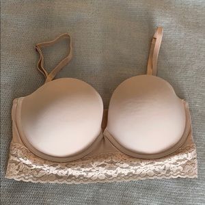 Pink bustier light tan bra